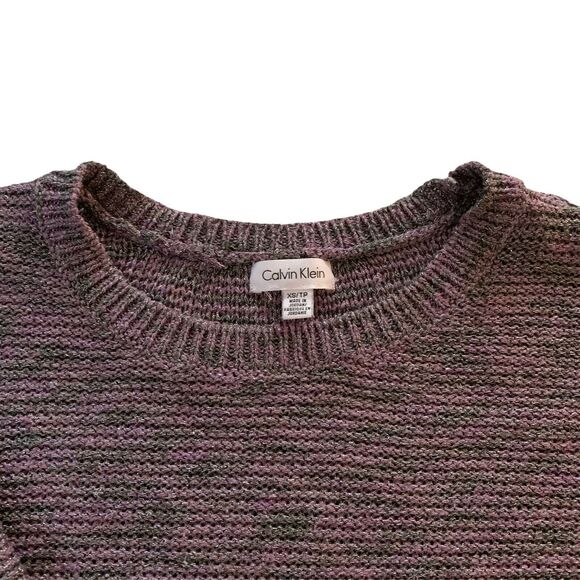 Calvin Klein Women's Sweater Chunky Knit Pullover XS Shiny Purple Crew Neck - Picture 7 of 7